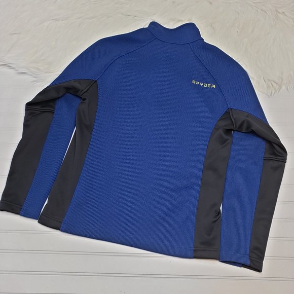 Spyder Men's Sz M Blue Outbound Half Zip Pullover Long Sleeve Mock Neck Sweater - Picture 2 of 9